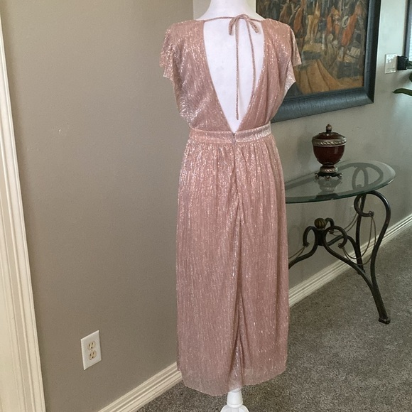 Chelsea28  Women’s Pink Peach Metallic Midi Dress size S - Picture 10 of 12